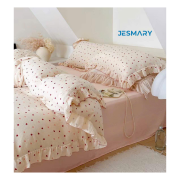 Set chăn ga gối đệm vải xô tốt cho giấc ngủ màu hồng pastel